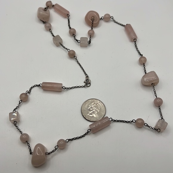 ROSE QUARTZ AND STERLING SILVER NECKLACE 30” - Picture 7 of 7